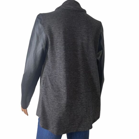 Sweet Rain brand open front moto/jacket cardigan SZ S gray black waterfall front - Picture 6 of 11